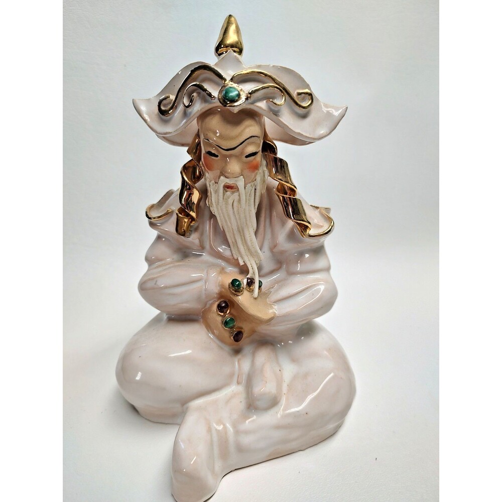 1940s MEM Ceramics Marguerite E Mitchell M.E.M Figurine Oriental God of Wealth